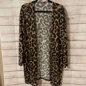 Leapard Printed Cardigan w/ pockets